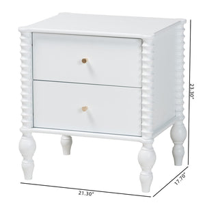 Baxton Studio Baxton Studio Callison Solid Wood 2-drawer Farmhouse Nightstand with Spindle Detail White MG9020-White-2DW-NS