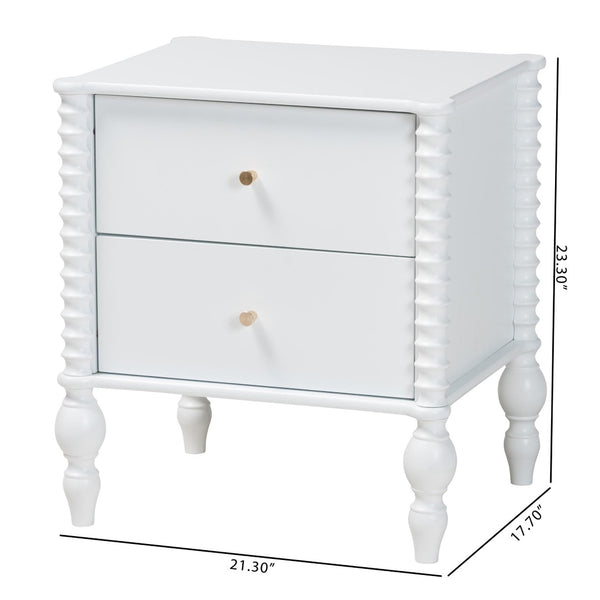 Baxton Studio Baxton Studio Callison Solid Wood 2-drawer Farmhouse Nightstand with Spindle Detail White MG9020-White-2DW-NS