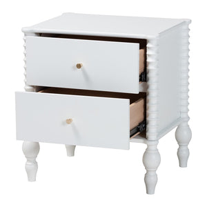 Baxton Studio Baxton Studio Callison Solid Wood 2-drawer Farmhouse Nightstand with Spindle Detail White MG9020-White-2DW-NS