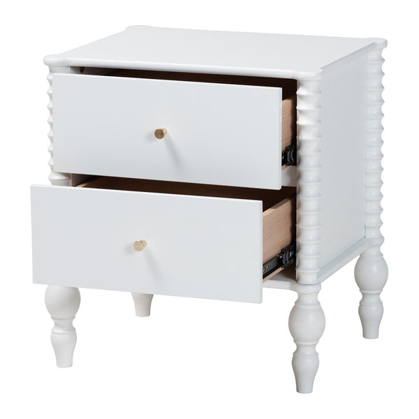 Baxton Studio Baxton Studio Callison Solid Wood 2-drawer Farmhouse Nightstand with Spindle Detail White MG9020-White-2DW-NS