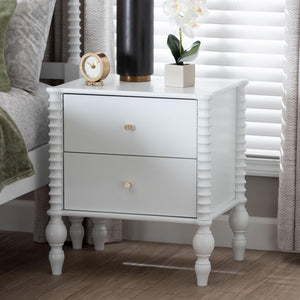Baxton Studio Baxton Studio Callison Solid Wood 2-drawer Farmhouse Nightstand with Spindle Detail White MG9020-White-2DW-NS