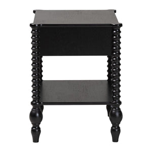 Baxton Studio Baxton Studio Callison Solid Wood Farmhouse Nightstand with Drawer Open Shelf Spindle Detail Black MG9020-Black-1DW-NS