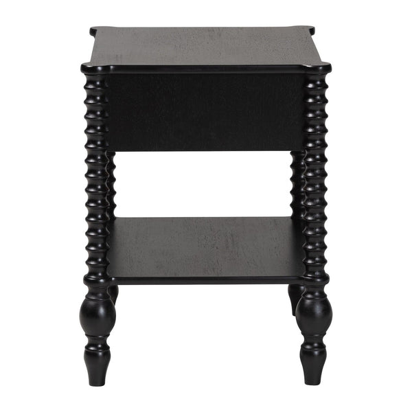 Baxton Studio Baxton Studio Callison Solid Wood Farmhouse Nightstand with Drawer Open Shelf Spindle Detail Black MG9020-Black-1DW-NS