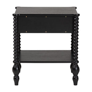 Baxton Studio Baxton Studio Callison Solid Wood Farmhouse Nightstand with Drawer Open Shelf Spindle Detail Black MG9020-Black-1DW-NS