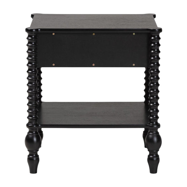 Baxton Studio Baxton Studio Callison Solid Wood Farmhouse Nightstand with Drawer Open Shelf Spindle Detail Black MG9020-Black-1DW-NS