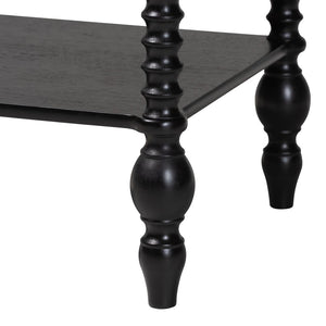 Baxton Studio Baxton Studio Callison Solid Wood Farmhouse Nightstand with Drawer Open Shelf Spindle Detail Black MG9020-Black-1DW-NS