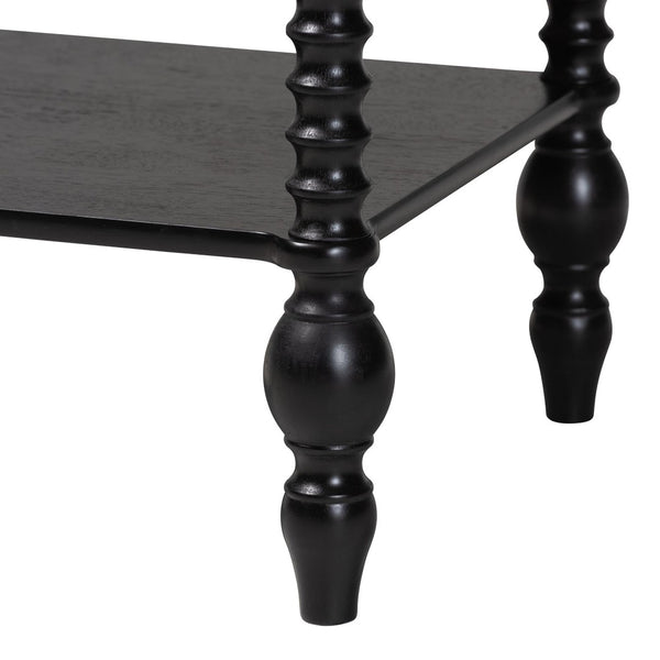 Baxton Studio Baxton Studio Callison Solid Wood Farmhouse Nightstand with Drawer Open Shelf Spindle Detail Black MG9020-Black-1DW-NS