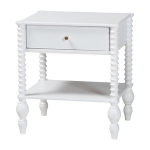 Baxton Studio Baxton Studio Callison Solid Wood Farmhouse Nightstand with Drawer Open Shelf Spindle Detail White MG9020-White-1DW-NS