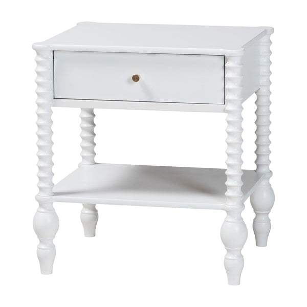 Baxton Studio Baxton Studio Callison Solid Wood Farmhouse Nightstand with Drawer Open Shelf Spindle Detail White MG9020-White-1DW-NS