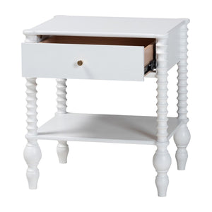 Baxton Studio Baxton Studio Callison Solid Wood Farmhouse Nightstand with Drawer Open Shelf Spindle Detail White MG9020-White-1DW-NS