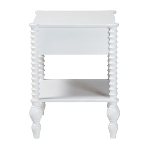 Baxton Studio Baxton Studio Callison Solid Wood Farmhouse Nightstand with Drawer Open Shelf Spindle Detail White MG9020-White-1DW-NS