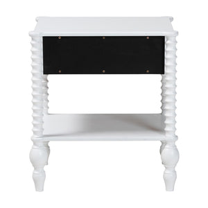 Baxton Studio Baxton Studio Callison Solid Wood Farmhouse Nightstand with Drawer Open Shelf Spindle Detail White MG9020-White-1DW-NS