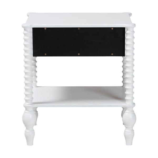 Baxton Studio Baxton Studio Callison Solid Wood Farmhouse Nightstand with Drawer Open Shelf Spindle Detail White MG9020-White-1DW-NS