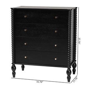 Baxton Studio Baxton Studio Callison Solid Wood Farmhouse Chest with Spindle Detail and Four Drawers Black MG9020-Black-4DW-Chest