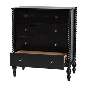 Baxton Studio Baxton Studio Callison Solid Wood Farmhouse Chest with Spindle Detail and Four Drawers Black MG9020-Black-4DW-Chest