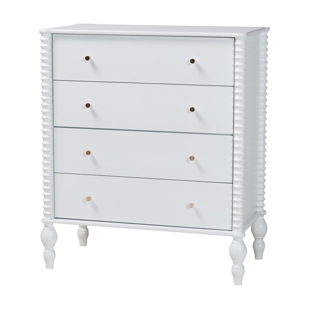 Baxton Studio Baxton Studio Callison Solid Wood Farmhouse Chest with Spindle Detail and Four Drawers White MG9020-White-4DW-Chest