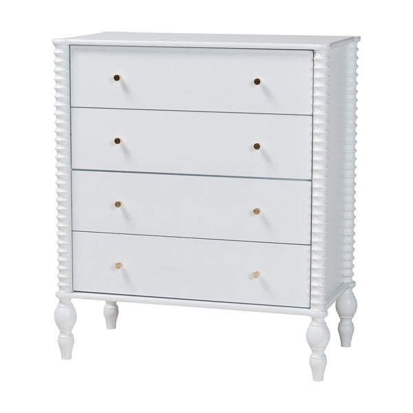 Baxton Studio Baxton Studio Callison Solid Wood Farmhouse Chest with Spindle Detail and Four Drawers White MG9020-White-4DW-Chest