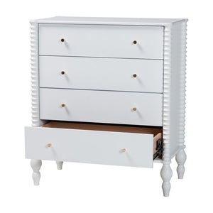 Baxton Studio Baxton Studio Callison Solid Wood Farmhouse Chest with Spindle Detail and Four Drawers White MG9020-White-4DW-Chest