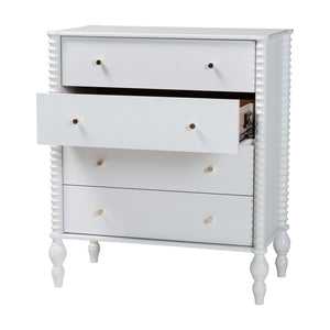 Baxton Studio Baxton Studio Callison Solid Wood Farmhouse Chest with Spindle Detail and Four Drawers White MG9020-White-4DW-Chest