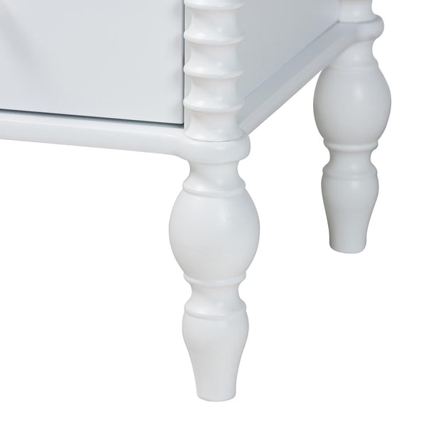 Baxton Studio Baxton Studio Callison Solid Wood Farmhouse Chest with Spindle Detail and Four Drawers White MG9020-White-4DW-Chest
