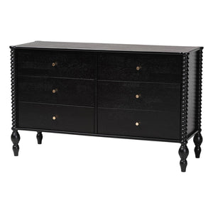 Baxton Studio Baxton Studio Callison Solid Wood Six Drawer Farmhouse Dresser with Spindle Detail Black MG9020-Black-6DW-Dresser