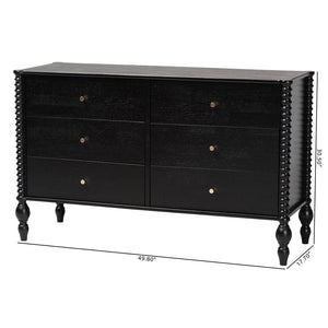 Baxton Studio Baxton Studio Callison Solid Wood Six Drawer Farmhouse Dresser with Spindle Detail Black MG9020-Black-6DW-Dresser