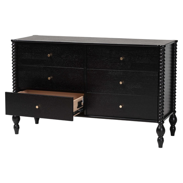 Baxton Studio Baxton Studio Callison Solid Wood Six Drawer Farmhouse Dresser with Spindle Detail Black MG9020-Black-6DW-Dresser