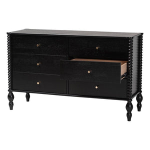 Baxton Studio Baxton Studio Callison Solid Wood Six Drawer Farmhouse Dresser with Spindle Detail Black MG9020-Black-6DW-Dresser