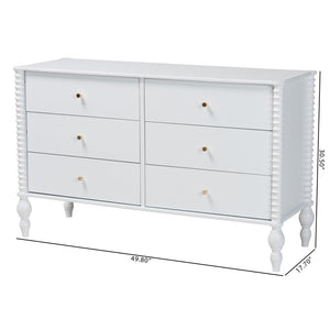Baxton Studio Baxton Studio Callison Solid Wood Six Drawer Farmhouse Dresser with Spindle Detail White MG9020-White-6DW-Dresser