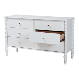 Baxton Studio Baxton Studio Callison Solid Wood Six Drawer Farmhouse Dresser with Spindle Detail White MG9020-White-6DW-Dresser