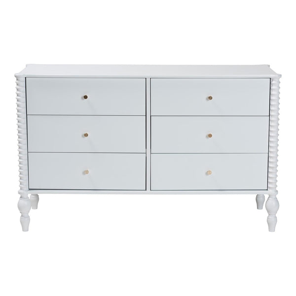 Baxton Studio Baxton Studio Callison Solid Wood Six Drawer Farmhouse Dresser with Spindle Detail White MG9020-White-6DW-Dresser