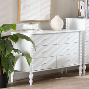 Baxton Studio Baxton Studio Callison Solid Wood Six Drawer Farmhouse Dresser with Spindle Detail White MG9020-White-6DW-Dresser