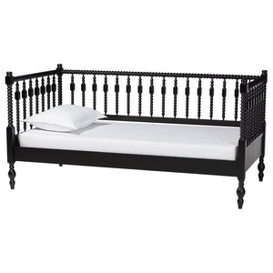 Baxton Studio Baxton Studio Callison Solid Wood Spindle Daybed Farmhouse Twin Sofa Sleeper for Guests Black MG0259-1-Black-Twin-Daybed