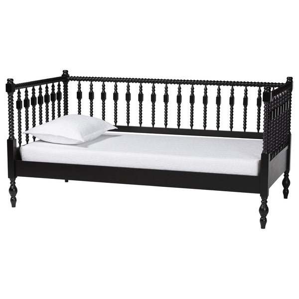 Baxton Studio Baxton Studio Callison Solid Wood Spindle Daybed Farmhouse Twin Sofa Sleeper for Guests Black MG0259-1-Black-Twin-Daybed