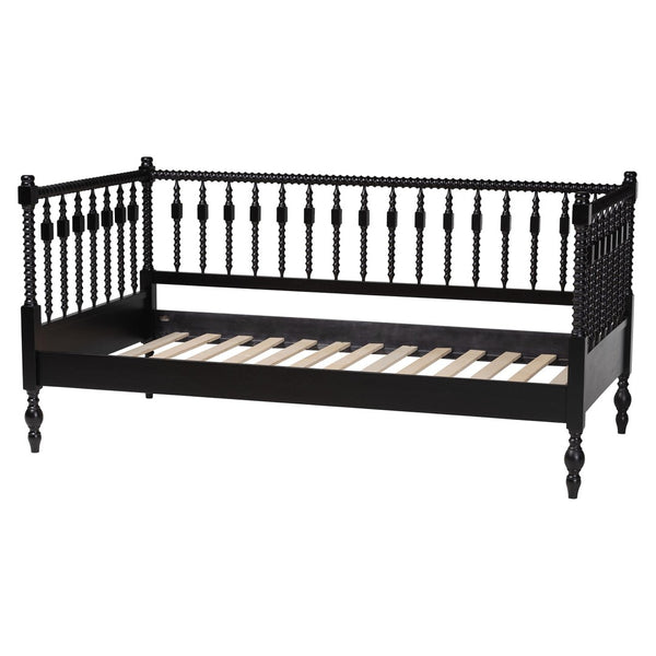 Baxton Studio Baxton Studio Callison Solid Wood Spindle Daybed Farmhouse Twin Sofa Sleeper for Guests Black MG0259-1-Black-Twin-Daybed
