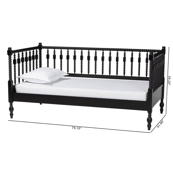 Baxton Studio Baxton Studio Callison Solid Wood Spindle Daybed Farmhouse Twin Sofa Sleeper for Guests Black MG0259-1-Black-Twin-Daybed