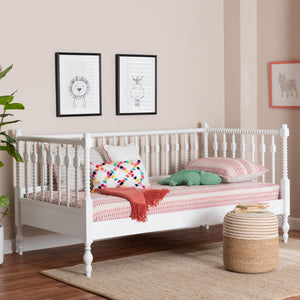 Baxton Studio Baxton Studio Callison Solid Wood Spindle Daybed Farmhouse Twin Sofa Sleeper for Guests White MG0259-1-White-Twin-Daybed