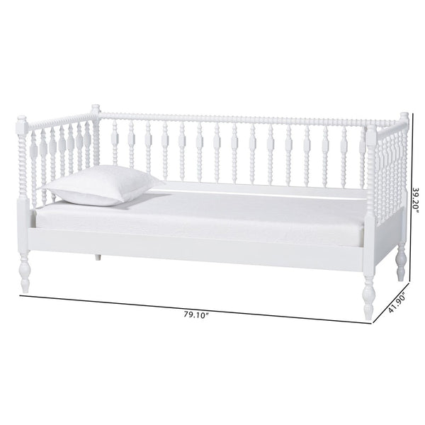 Baxton Studio Baxton Studio Callison Solid Wood Spindle Daybed Farmhouse Twin Sofa Sleeper for Guests White MG0259-1-White-Twin-Daybed