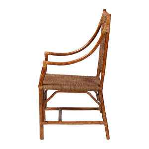 Baxton Studio Bali Ramos Marbled Tortoise Rattan & Seagrass Armchair — Handwoven Boho Accent Seat, Assembled WS203-Tortoise Rattan-CC