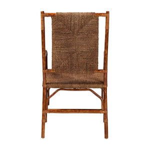 Baxton Studio Bali Ramos Marbled Tortoise Rattan & Seagrass Armchair — Handwoven Boho Accent Seat, Assembled WS203-Tortoise Rattan-CC
