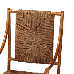 Baxton Studio Bali Ramos Marbled Tortoise Rattan & Seagrass Armchair — Handwoven Boho Accent Seat, Assembled WS203-Tortoise Rattan-CC