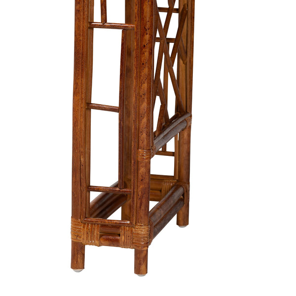 Baxton Studio Bali Wahid Marbled Tortoise Rattan Console Table – Handwoven Coastal Boho Chinoiserie Accent, 55" WS208-Tortoise Rattan-Console Table