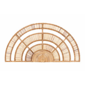 Baxton Studio Bali Luna Natural Rattan Headboard — Handwoven Half-Moon Wall Mount, Coastal Boho Queen Accent MD39885-Luna-Natural Rattan-Queen-HB