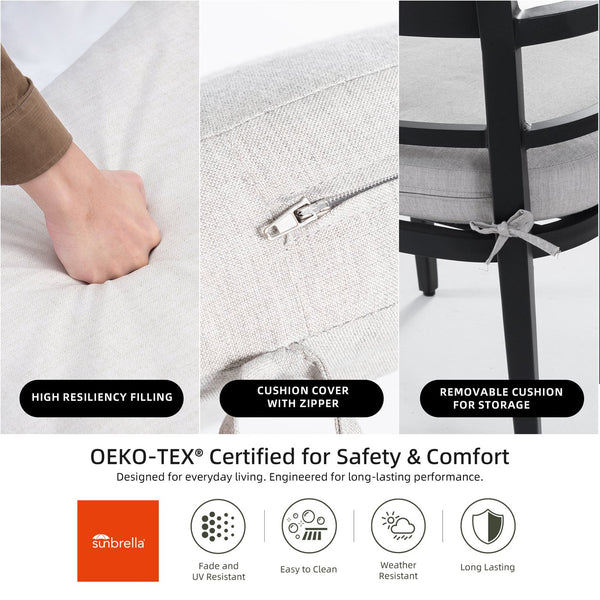 English Elm Modern 7Pc Outdoor Patio Dining Set With Black Marble-Look Table, 4 Chairs & 2 Swivel Rockers W1886S00015