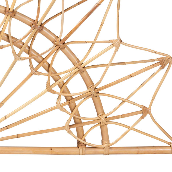Baxton Studio Bali Solara Natural Rattan Headboard — Handwoven Sunburst Wicker Wall-Mount, Coastal Boho Queen (W63") MD39887-Solara-Natural Rattan-Queen-HB