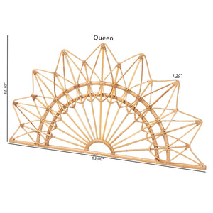 Baxton Studio Bali Solara Natural Rattan Headboard — Handwoven Sunburst Wicker Wall-Mount, Coastal Boho Queen (W63") MD39887-Solara-Natural Rattan-Queen-HB