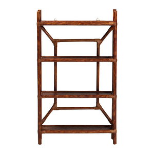 Baxton Studio Bali & Pari Basile Handwoven Rattan Four Tier Floating Wall Shelf Boho Living Room WS198-Tortoise Rattan-Shelf