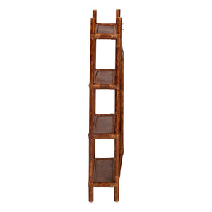 Baxton Studio Bali & Pari Basile Handwoven Rattan Four Tier Floating Wall Shelf Boho Living Room WS198-Tortoise Rattan-Shelf