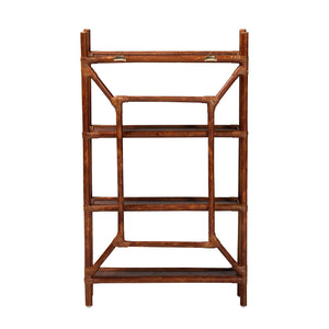 Baxton Studio Bali & Pari Basile Handwoven Rattan Four Tier Floating Wall Shelf Boho Living Room WS198-Tortoise Rattan-Shelf