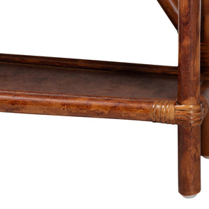 Baxton Studio Bali & Pari Basile Handwoven Rattan Four Tier Floating Wall Shelf Boho Living Room WS198-Tortoise Rattan-Shelf